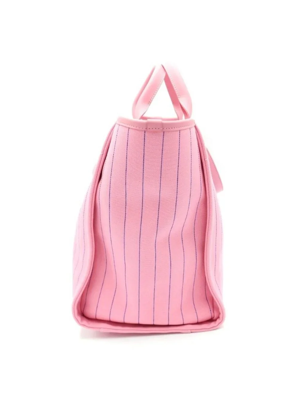 Chanel Deauville GM Canvas Leather Silver 2-Way Chain Tote Plate Pink